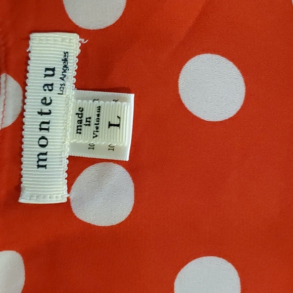 Monteau women's red faux wrapped dress size L - Picture 10 of 13